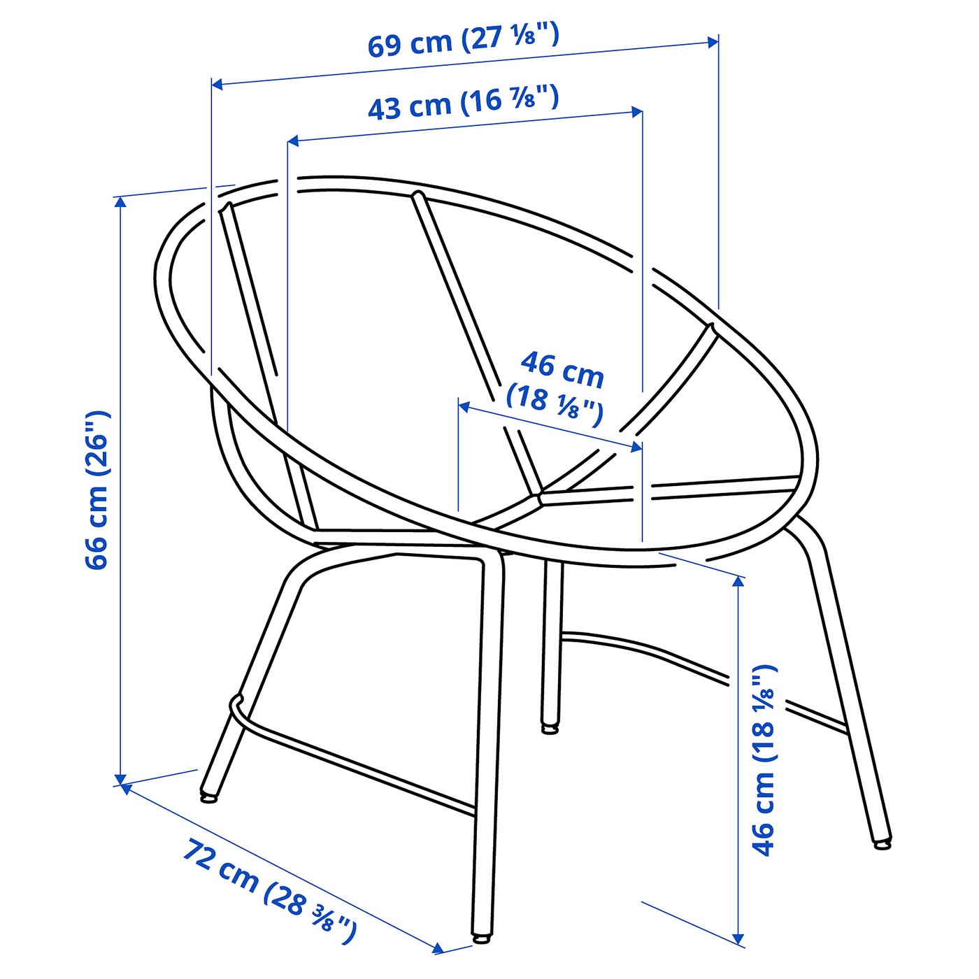 Illustration with measurements for the product: ORRESLÄTT.
