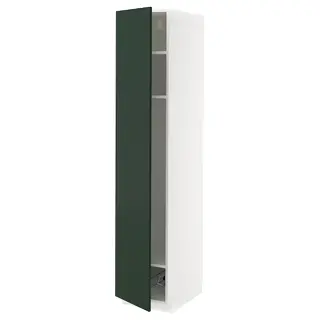 METOD high cabinet w shelves/wire basket, white/Havstorp deep green, 40x60x200 cm