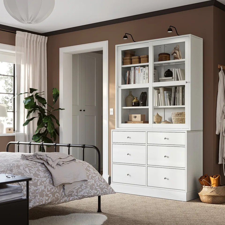 HAVSTA Storage combination w glass-doors, white, 121x47x212 cm