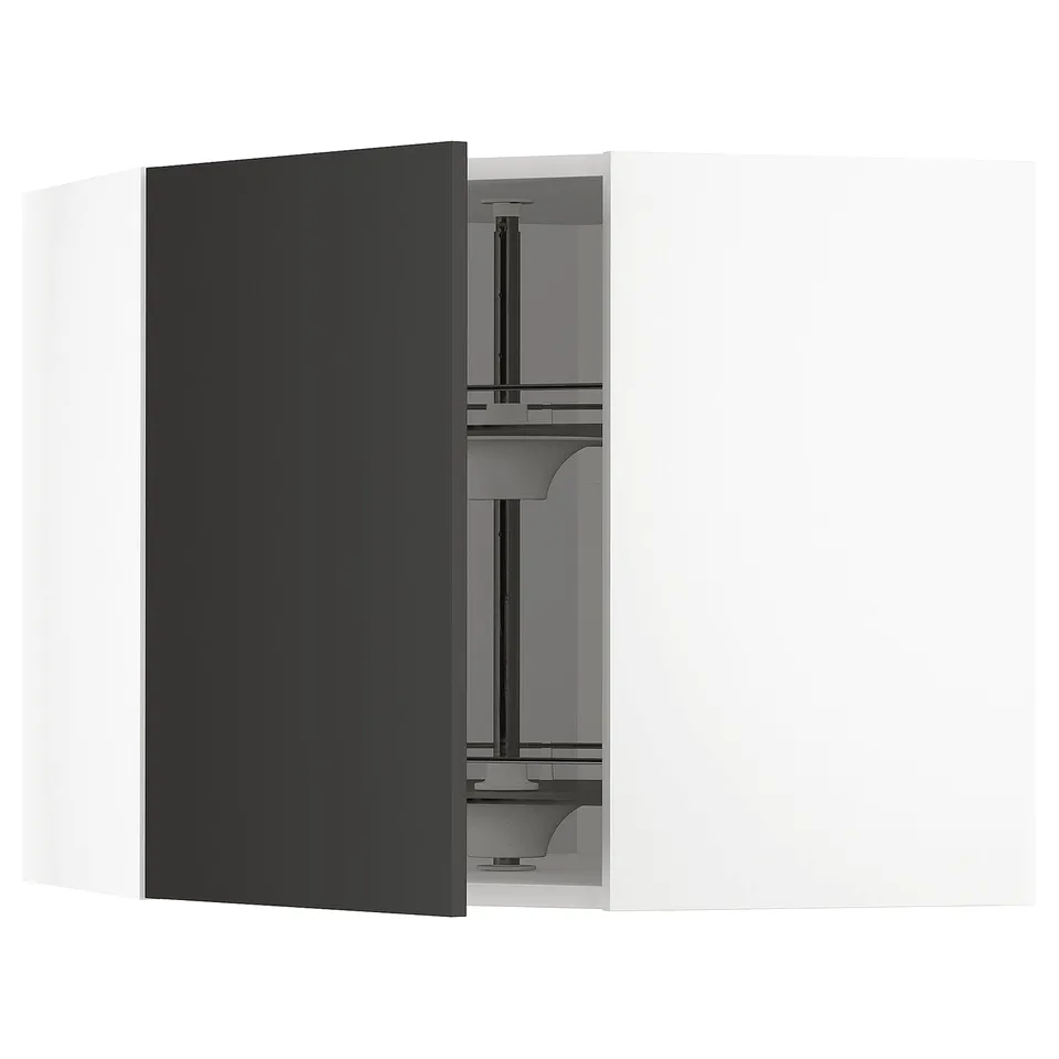 Black METOD kitchen cabinet; sleek, adjustable.