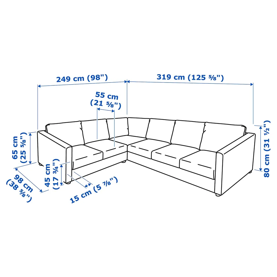 Illustration with measurements for the product: VIMLE.
