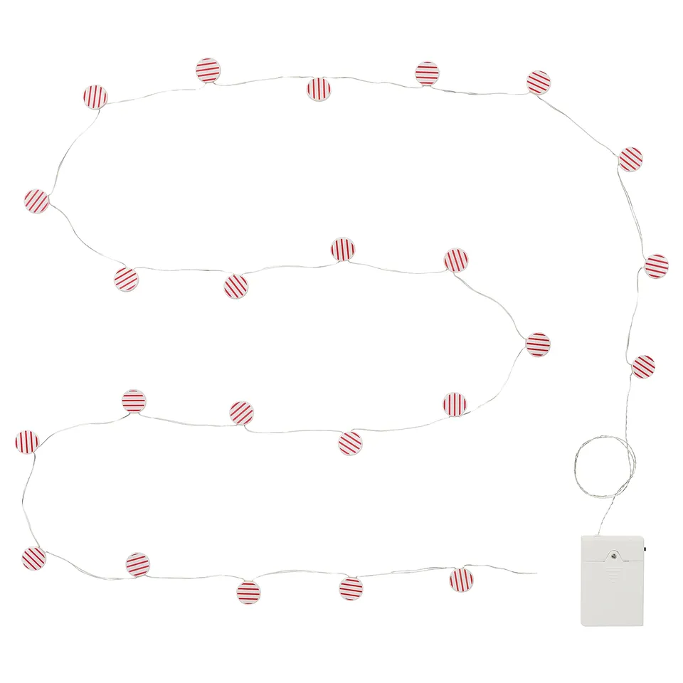STRÅLA LED lighting chain, candy battery-operated/red, 2.8 m