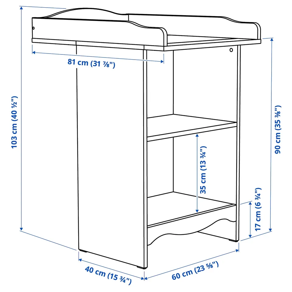 Illustration with measurements for the product: SMÅGÖRA.