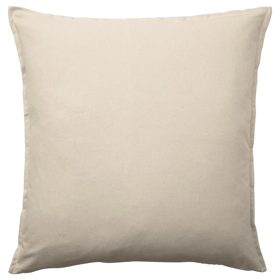 GURLI: square, beige cushion cover, made from 100% recycled cotton.