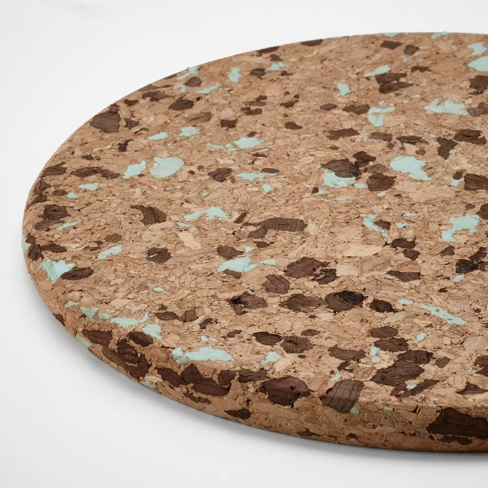 HEAT Pot stand, cork patterned/light turquoise, 19 cm