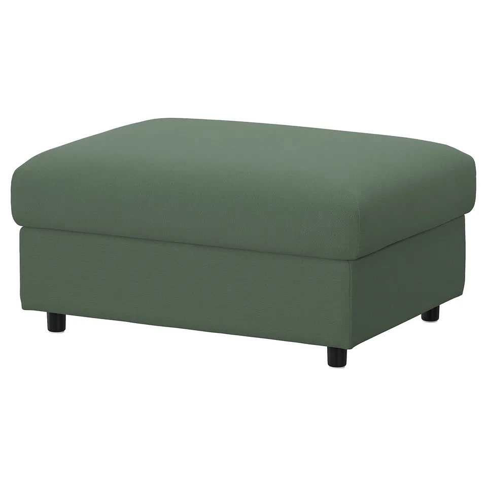 VIMLE Cover for footstool with storage, Knäbäck grey-green