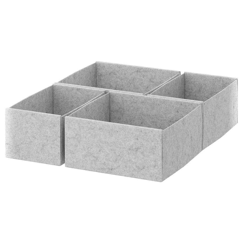 KOMPLEMENT drawer organisers, light grey, felt, rectangular, fits 50x58 cm drawer.