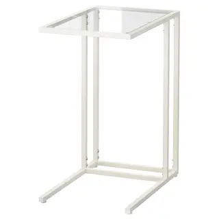 VITTSJÖ laptop stand, white/glass, Width 35 x Depth 55 x Height 65 cm