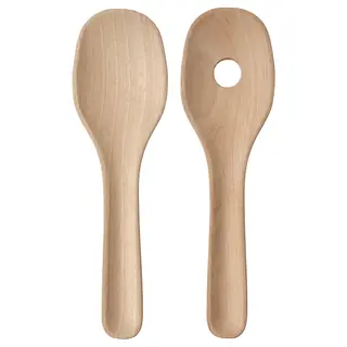 SKALLKNEKT 2-piece salad servers set, solid birch, Length 23 cm