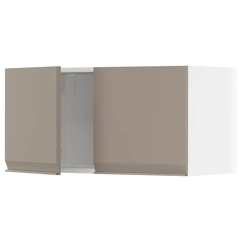 A METOD kitchen cabinet with upplöv matte grey-beige doors, featuring a modern design with integrated handles and chamfered edges.