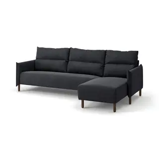 MANNARP 4-seat sofa with chaise longue, Saxemara black-blue
