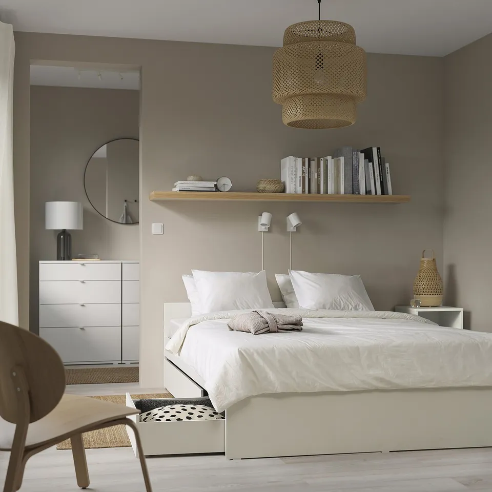 part: VIHALS bed frame with 4 storage boxes