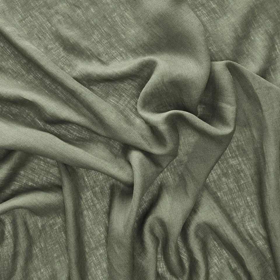 DYTÅG Curtains, 1 pair, grey-green/with heading tape, 145x250 cm