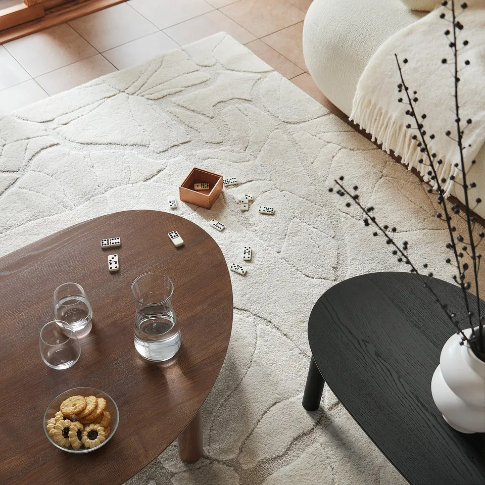 ÖRTRÄSK Nest of tables, set of 2, brown/black ash veneer