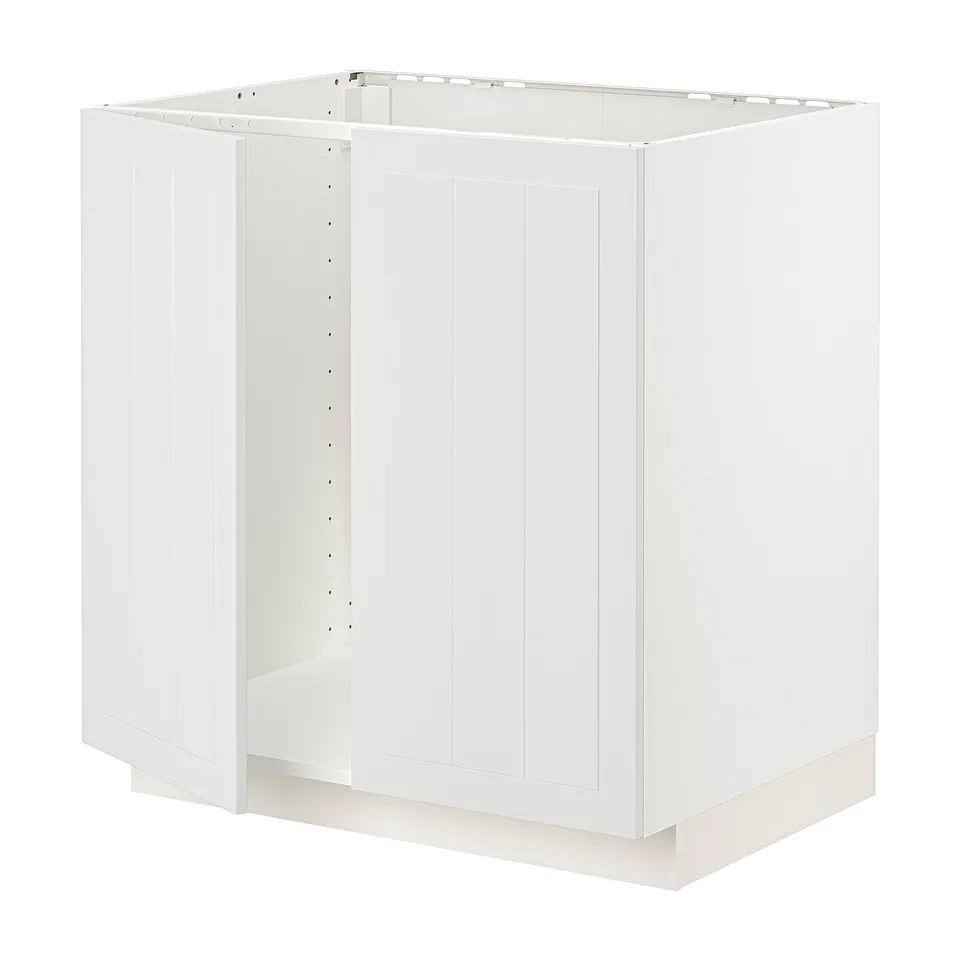 METOD white cabinet, square, sturdy fiberboard, nickel-plated hinges.