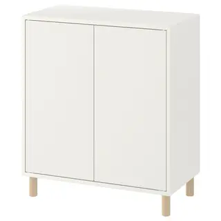EKET cabinet combination with legs, white/wood, 70x35x80 cm
