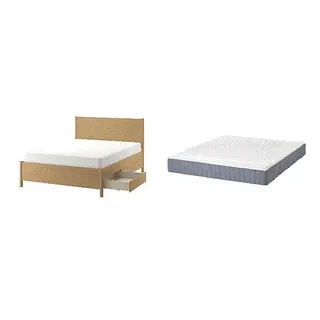TONSTAD/VALEVÅG Bed with 24cm thick mattress, pocket sprung, foam,5 comfort zones, extra firm
