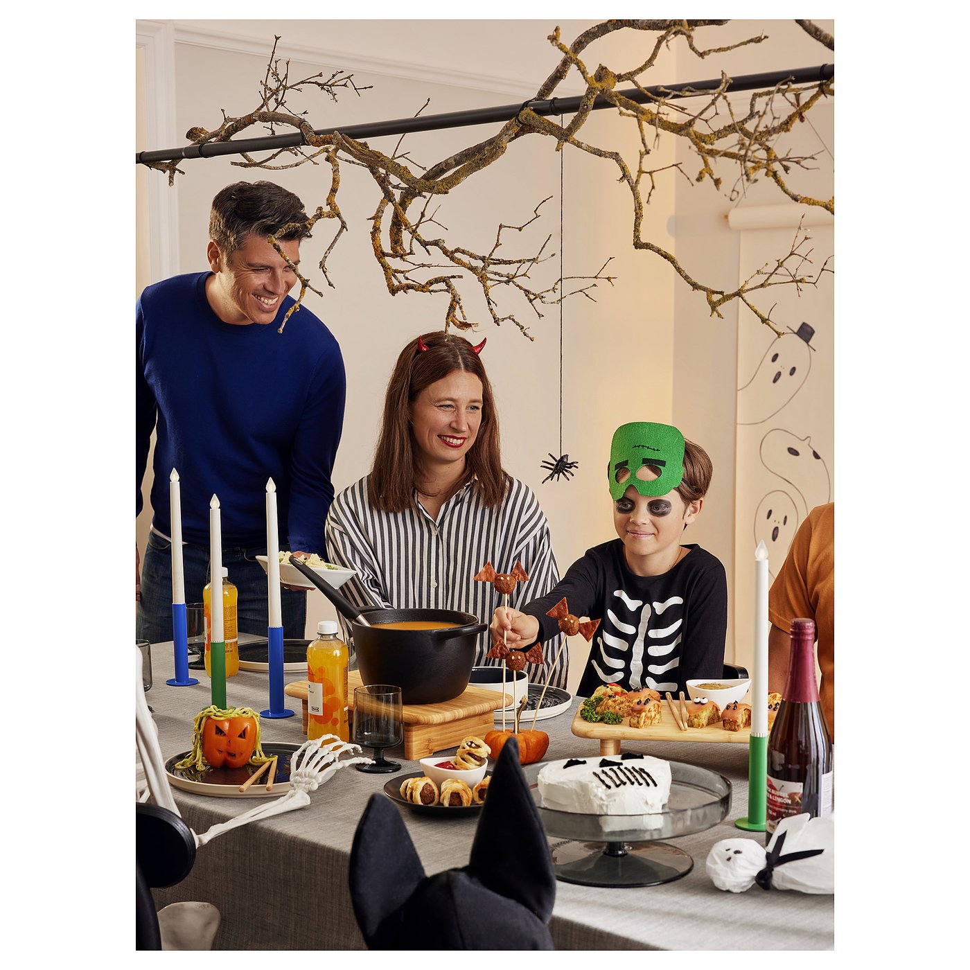 HELGEÖ Decorating rod for table, black adjustable/outdoor indoor, 115/235x116 cm