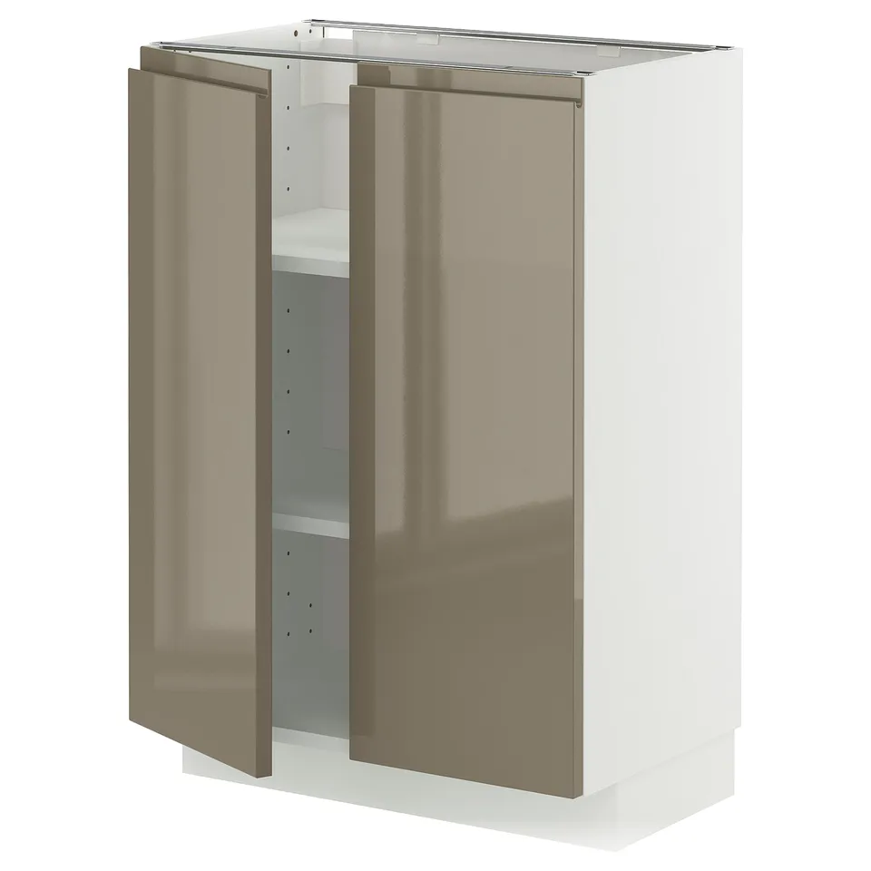 METOD kitchen unit, dark brown gloss, 2 doors, adjustable shelves.