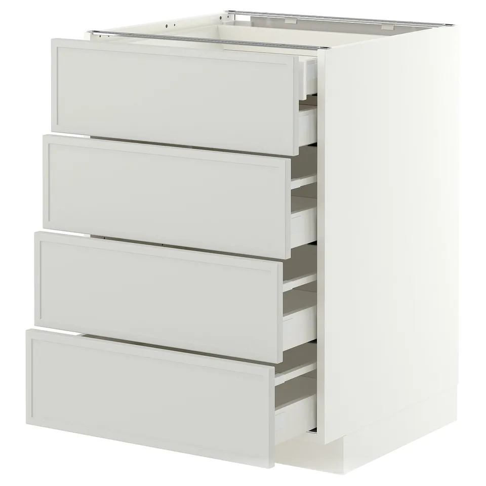 METOD / MAXIMERA Base cb 4 frnts/2 low/3 md drwrs, white/Aspudden light grey, 60x60x80 cm