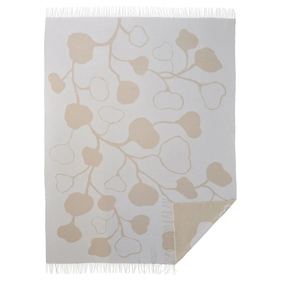 PERSIKOTRÄD Throw, off-white/grey-beige, 150x200 cm
