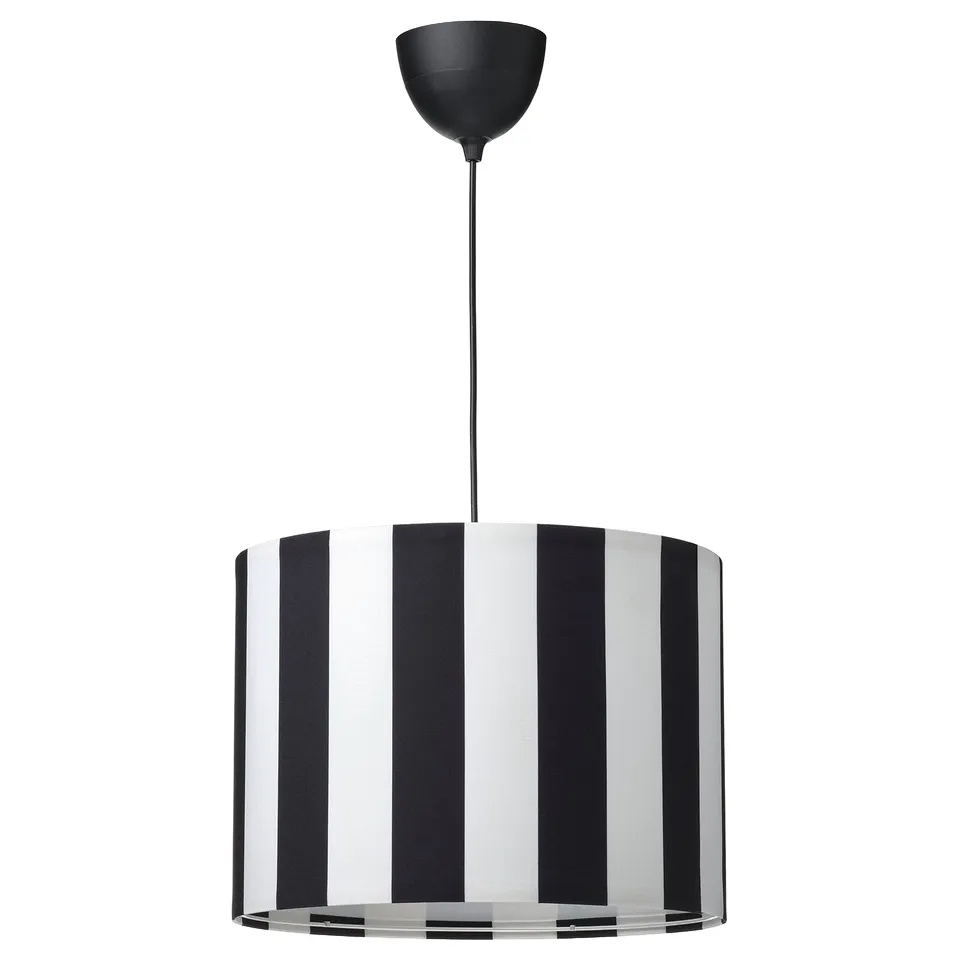 RINGSTA / HAVSDJUP Pendant lamp, black/white, 42 cm