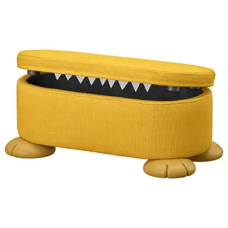 GREJSIMOJS pouffe with storage, yellow, Height 24 x Width 57 x Depth 32 cm