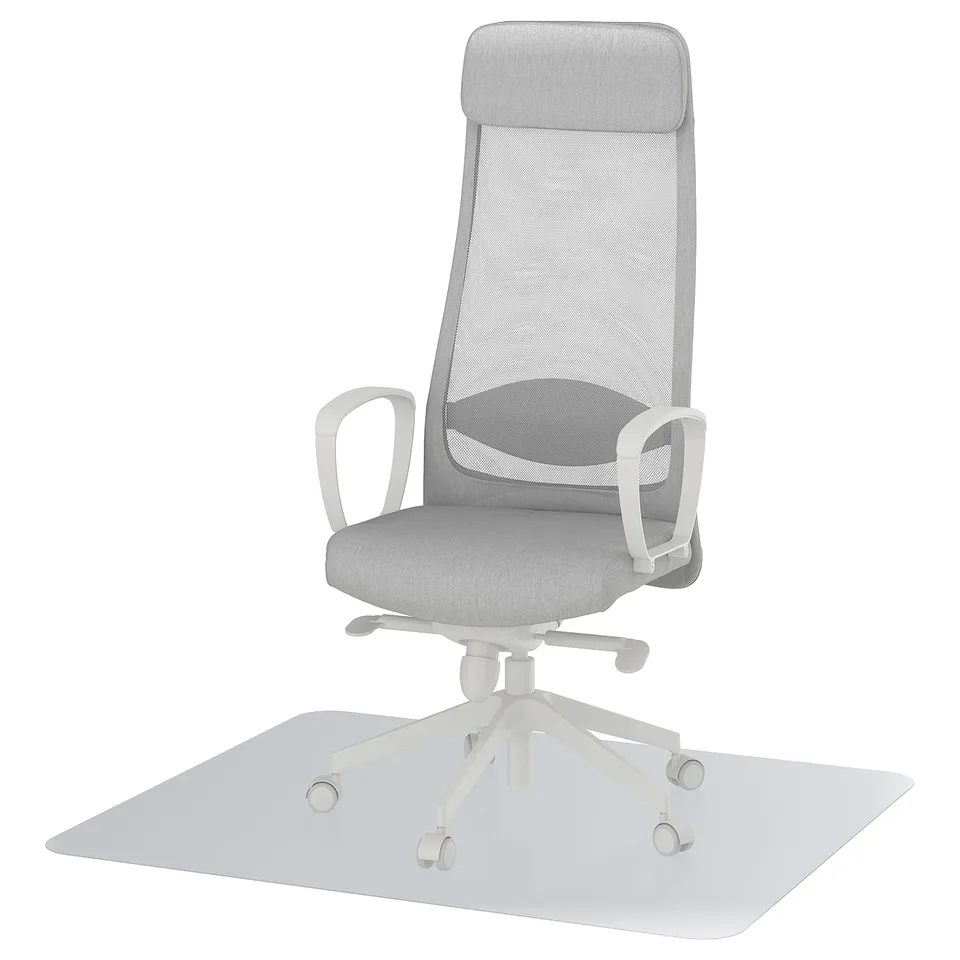 MARKUS Office chair with armrests, with floor protector light grey