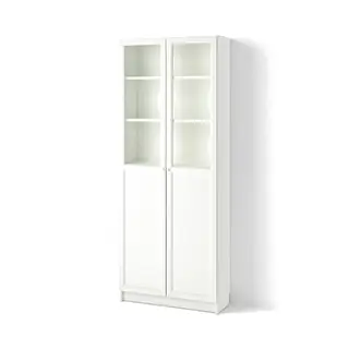 BILLY / OXBERG bookcase with panel/glass doors, white, 80x30x202 cm