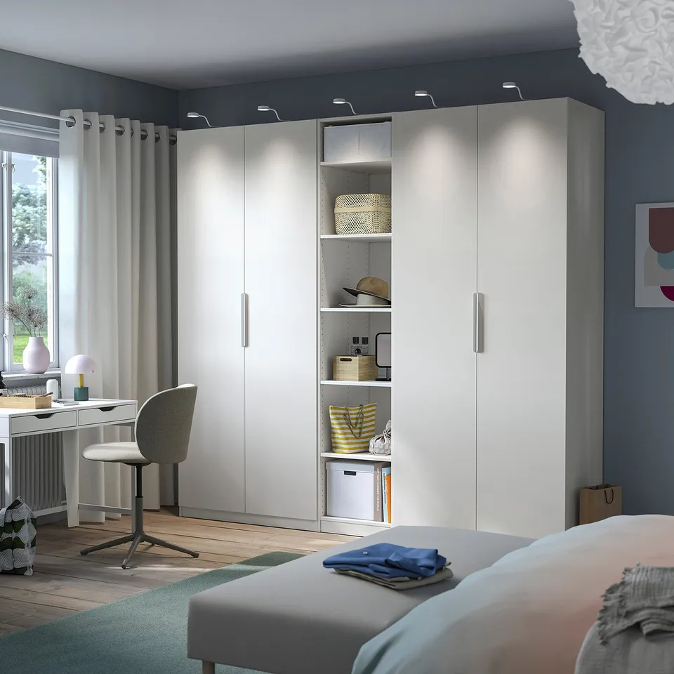PAX / FORSAND Wardrobe, white/white, 250x60x236 cm