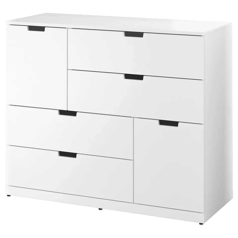 An ikea NORDLI white chest of drawers with a modern design featuring six drawers.