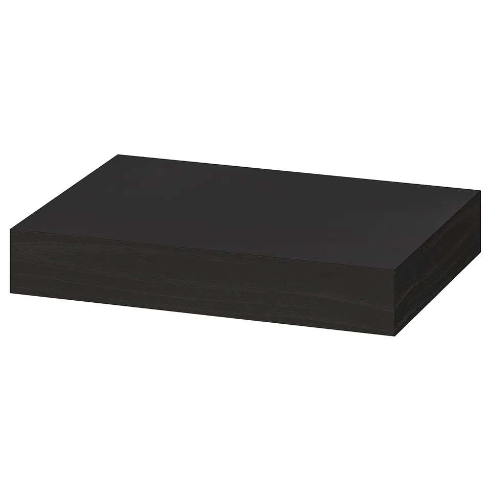LACK shelf: bLACK, rectangular, sleek design, made from fibreboard & particleboard.