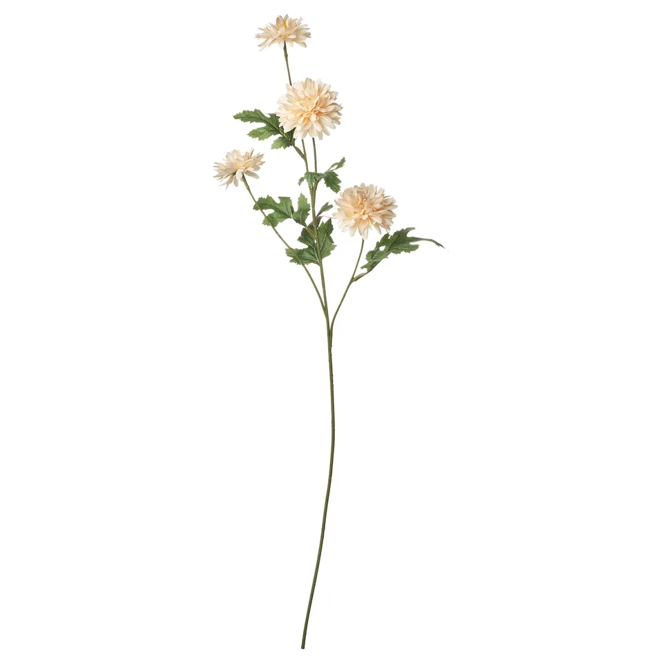 SMYCKA: pale yellow artificial flowers on a bendable stem with green leaves, made from recycled materials.