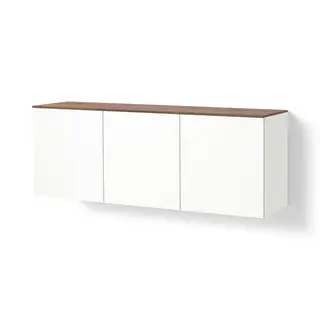 BESTÅ wall-mounted cabinet combination, white Förvaltare/brown walnut effect, 180x42x65 cm