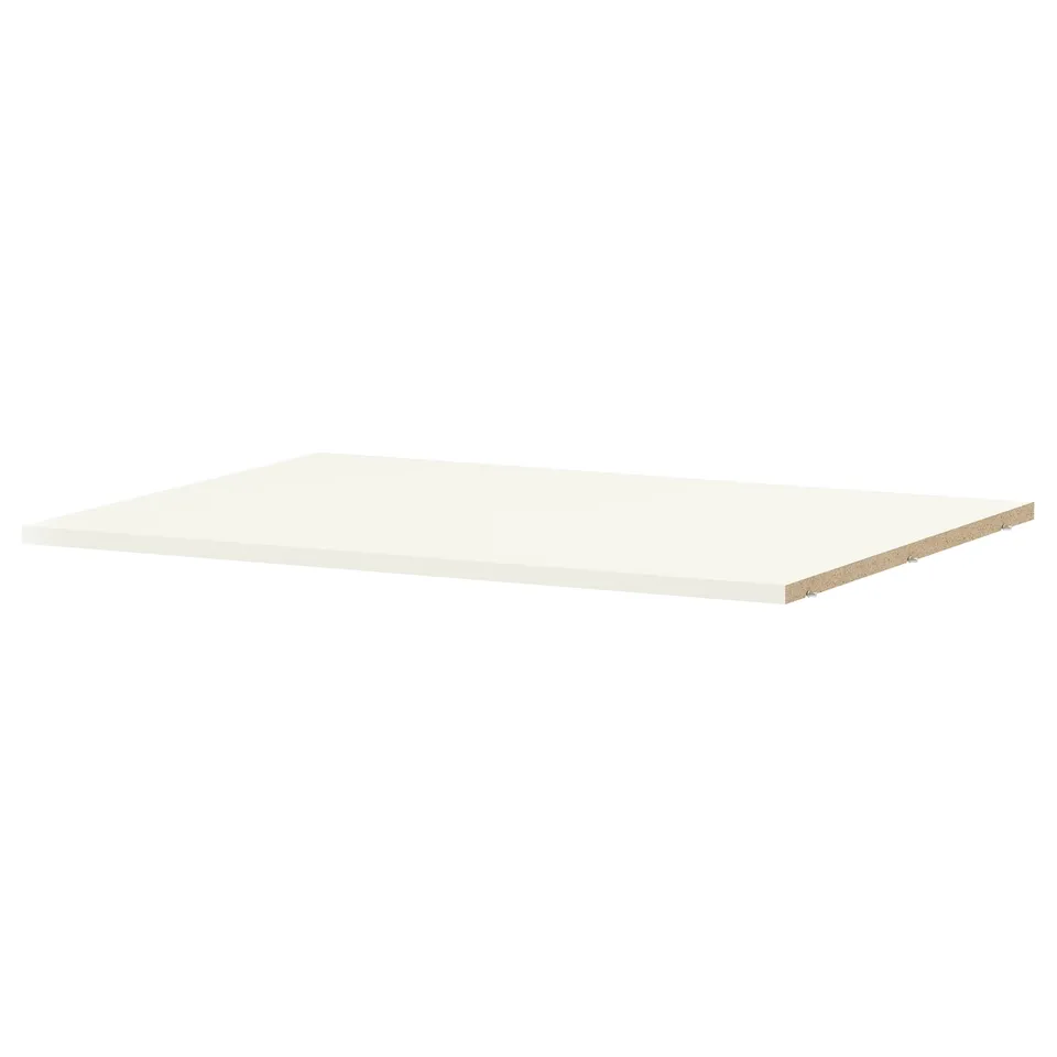 Utrushta white melamine shelf, sturdy & scratch-resistant, perfect for corners.