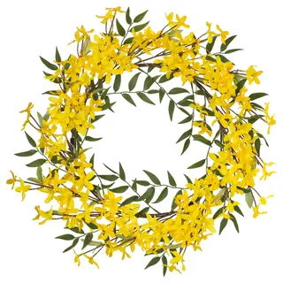 SMYCKA artificial wreath, in/outdoor/forsythia yellow