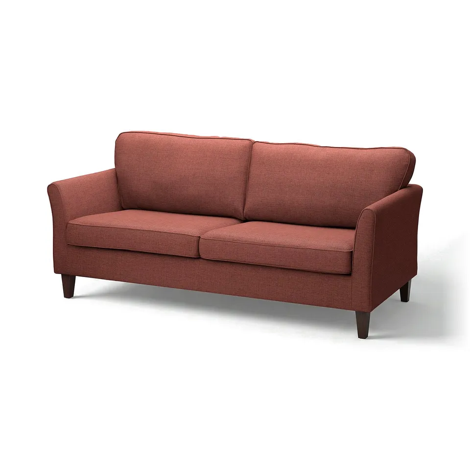 EKHOLMA sofa, brick red, recycled polyester, modern, comfort-focused design.