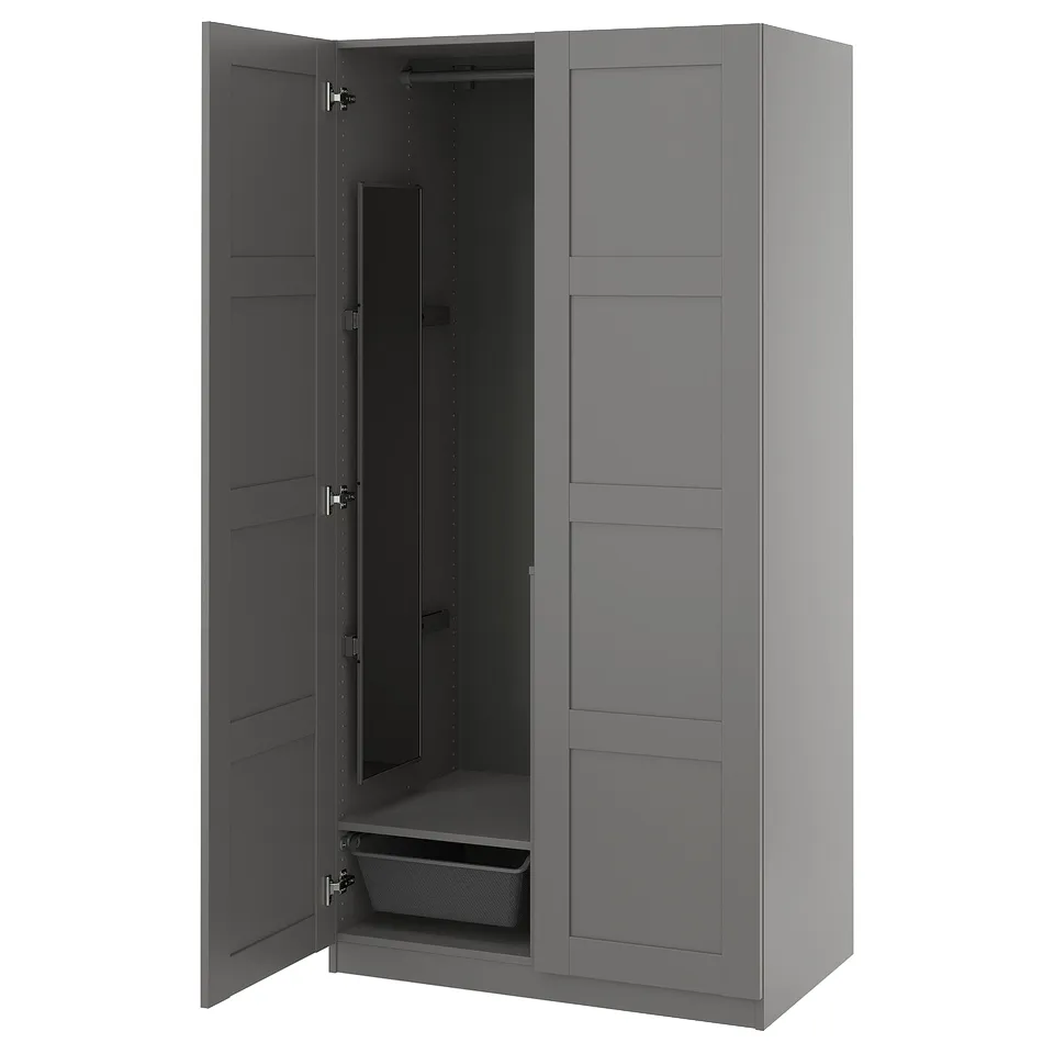 PAX / BERGSBO Wardrobe combination, dark grey/dark grey, 100x60x201 cm