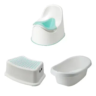 FÖRSIKTIG/LOCKIG/LÄTTSAM set: children's potty + children's stool + baby bath