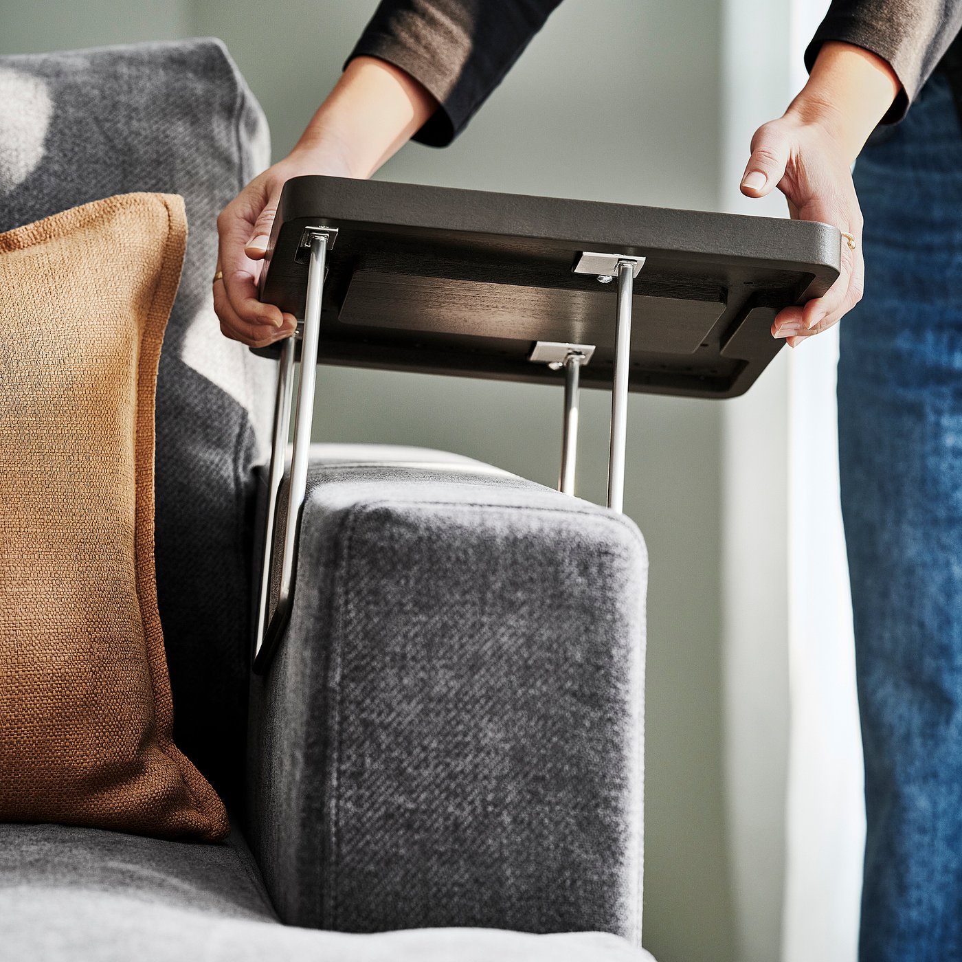 TRANERED Armrest tray, dark brown