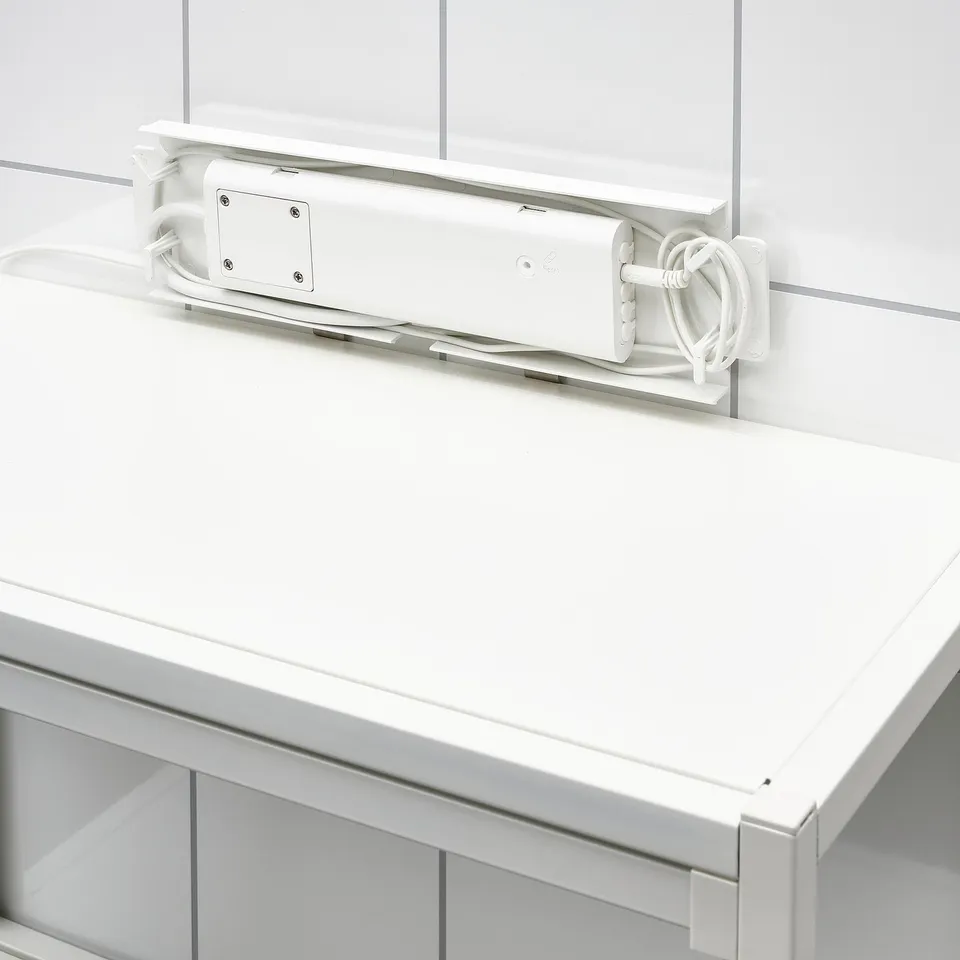 Modern bathroom led under cabinet, smart ikea control, calming light.