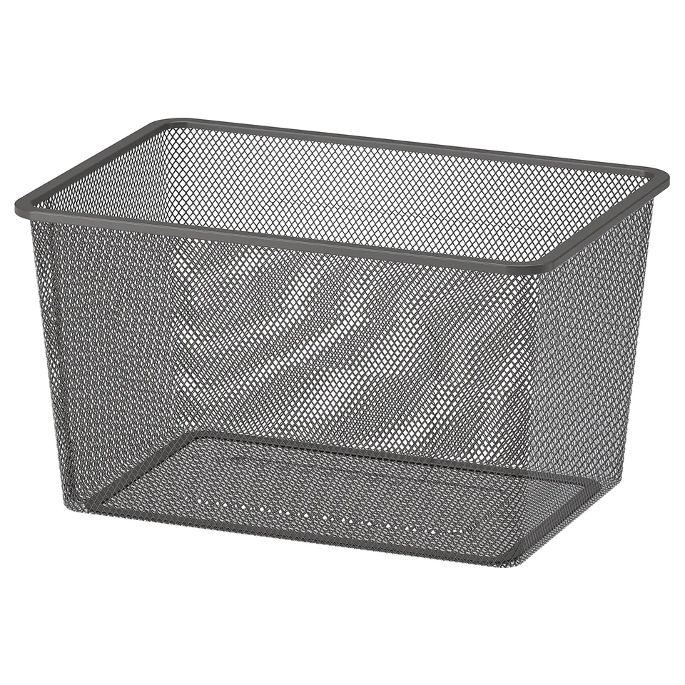 TROFAST storage container, grey, mesh design, rectangular, sturdy metal.