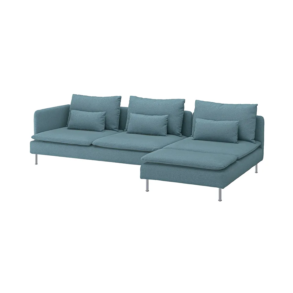 SÖDERHAMN 4-seat sofa with chaise longue, and open end/Fridtuna dark grey-blue