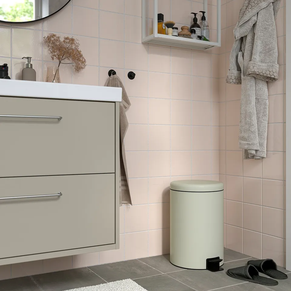 STENTRAPPA Pedal bin, light grey-beige, 18 l