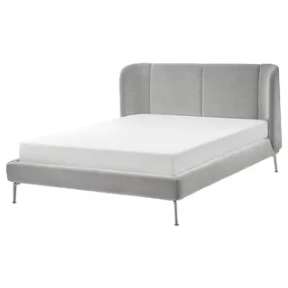 TUFJORD upholstered bed frame, Tallmyra white/black, 180x200 cm