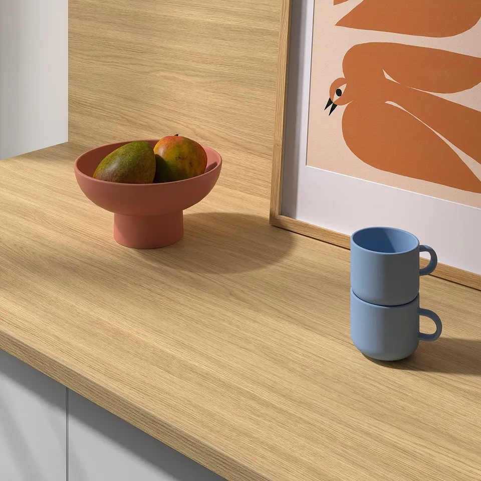 EKBACKEN Worktop, light oak effect/laminate, 246x2.8 cm