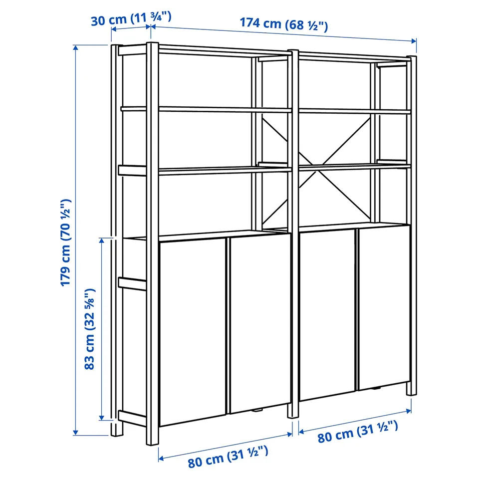 Illustration with measurements for the product: IVAR.