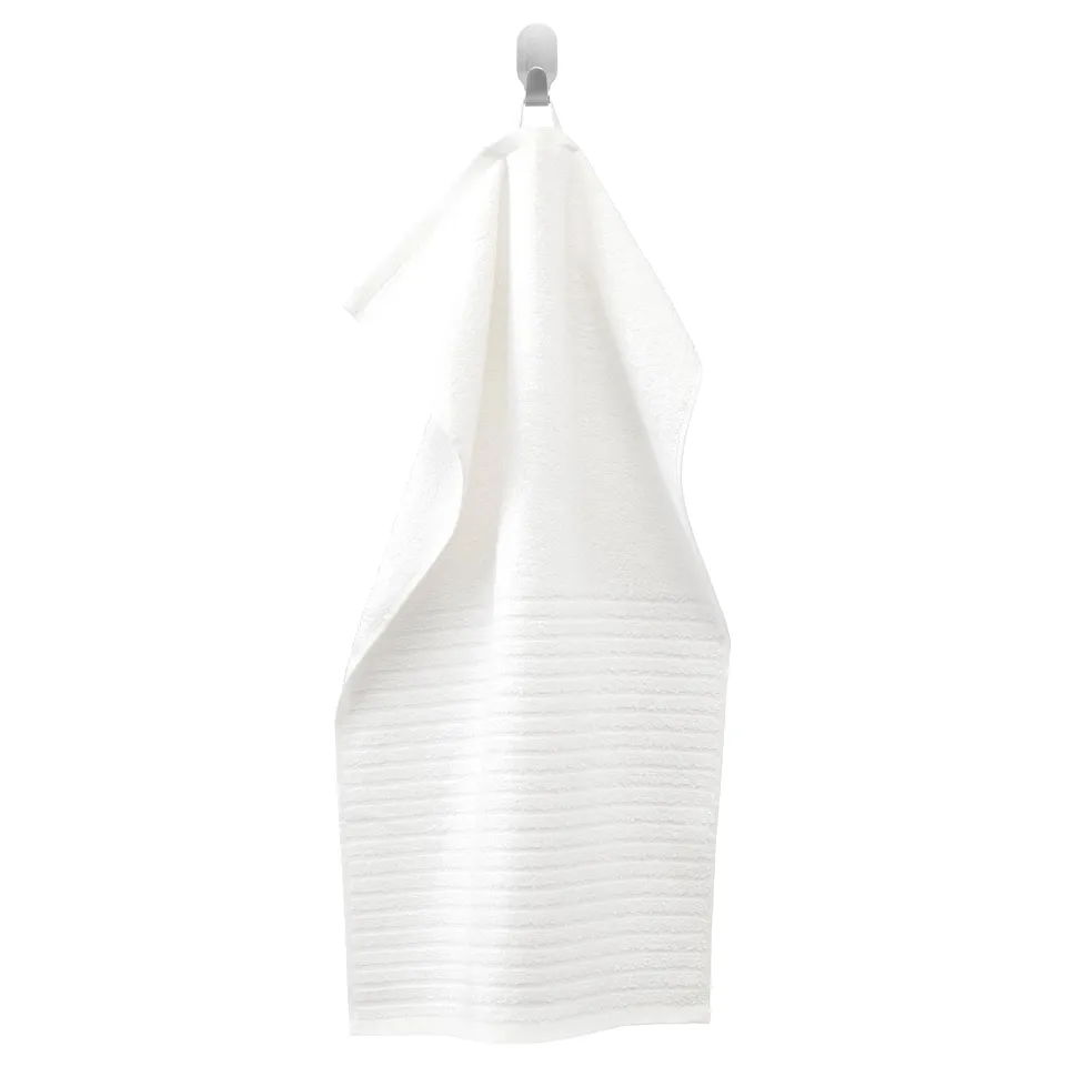 VÅGSJÖN towel, white, cotton, rectangular, texture stripes.
