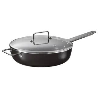GULDÖRING sauté pan with lid, non-stick coating glass/black-grey, 28 cm