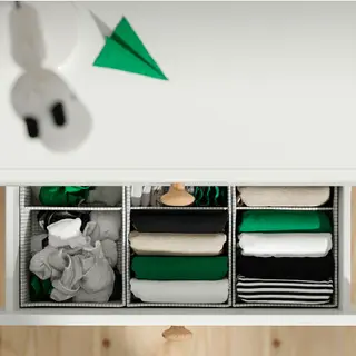 LASTARE/STUK set: wardrobe combination + box with compartments x3